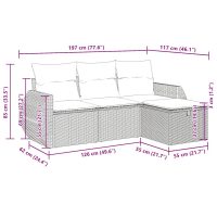 vidaXL Trädgårdssoffset med dynor 4 delar konstrotting grå - Bild 11