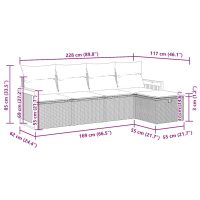 vidaXL Soffgrupp för trädgården med dynor 5 delar beige konstrotting - Bild 12