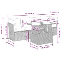 vidaXL Soffgrupp för trädgården med dynor 5 delar beige konstrotting - Bild 11