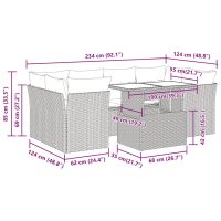 vidaXL Trädgårdssoffset med dynor 7 delar brun konstrotting - Bild 12