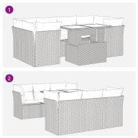 vidaXL Trädgårdssoffset med dynor 7 delar brun konstrotting - Bild 9