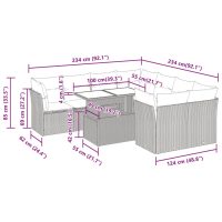 vidaXL Soffgrupp för trädgården med dynor 9 delar beige konstrotting - Bild 11