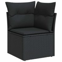 vidaXL Loungegrupp 10 delar med svarta dynor konstrotting - Bild 4