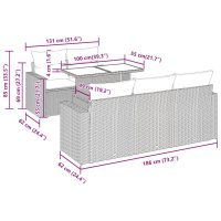 vidaXL Soffgrupp för trädgården med dynor 6 delar beige konstrotting - Bild 11