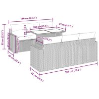 vidaXL Soffgrupp för trädgården med dynor 7 delar svart konstrotting - Bild 11