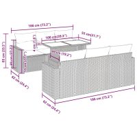 vidaXL Trädgårdssoffset med dynor 7 delar ljusgrå konstrotting - Bild 11