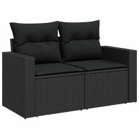 vidaXL Loungegrupp 10 delar med svarta dynor konstrotting - Bild 5