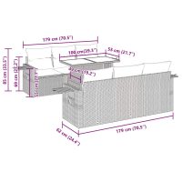 vidaXL Soffgrupp för trädgården med dynor 7 delar grå konstrotting - Bild 12