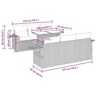 vidaXL Trädgårdssoffset med dynor 7 delar brun konstrotting - Bild 12