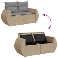 vidaXL Soffgrupp för trädgården med dynor 5 delar beige konstrotting - Bild 7