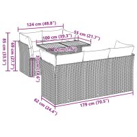 vidaXL Soffgrupp för trädgården med dynor 6 delar beige konstrotting - Bild 11