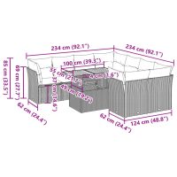 vidaXL Soffgrupp för trädgården med dynor 9 delar beige konstrotting - Bild 11