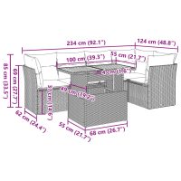 vidaXL Soffgrupp för trädgården med dynor 6 delar beige konstrotting - Bild 12