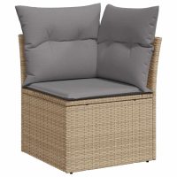 vidaXL Soffgrupp för trädgården med dynor 9 delar beige konstrotting - Bild 4