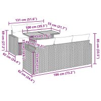 vidaXL Soffgrupp för trädgården med dynor 6 delar beige konstrotting - Bild 11