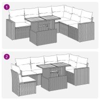 vidaXL Soffgrupp för trädgården med dynor 7 delar svart konstrotting - Bild 11