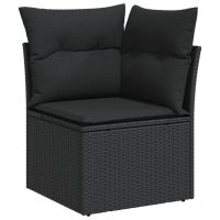 vidaXL Loungegrupp 10 delar med svarta dynor konstrotting - Bild 6