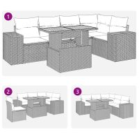 vidaXL Soffgrupp för trädgården med dynor 6 delar beige konstrotting - Bild 11