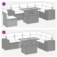 vidaXL Soffgrupp för trädgården med dynor 7 delar svart konstrotting - Bild 11