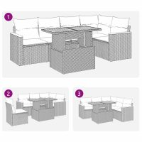 vidaXL Trädgårdssoffset med dynor 5 delar grå konstrotting akaciaträ - Bild 11