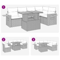 vidaXL Trädgårdssoffset med dynor 5 delar svart konstrotting akaciaträ - Bild 7