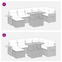 vidaXL Trädgårdssoffset med dynor 8 delar svart konstrotting akaciaträ - Bild 8