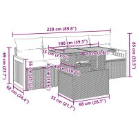 vidaXL Soffgrupp för trädgården med dynor 5 delar beige konstrotting - Bild 12