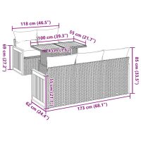 vidaXL Trädgårdssoffset med dynor 6 delar svart konstrotting akaciaträ - Bild 12