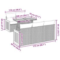 vidaXL Trädgårdssoffset med dynor 6 delar beige konstrotting akaciaträ - Bild 12