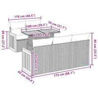 vidaXL Trädgårdssoffset med dynor 6 delar grå konstrotting akaciaträ - Bild 12