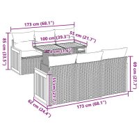 vidaXL Trädgårdssoffset med dynor 7 delar beige konstrotting akaciaträ - Bild 12