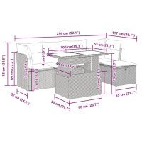 vidaXL Soffgrupp för trädgården med dynor 6 delar beige konstrotting - Bild 11