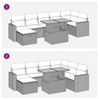 vidaXL Trädgårdssoffset med dynor 5 delar svart konstrotting akaciaträ - Bild 8