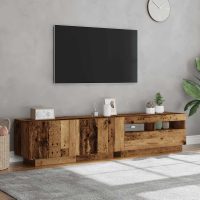 vidaXL TV-bänk med LED-lampor åldrat trä 180x35x40 cm konstruerat trä - Bild 4