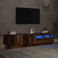 vidaXL TV-bänk med LED-lampor åldrat trä 180x35x40 cm konstruerat trä - Bild 5