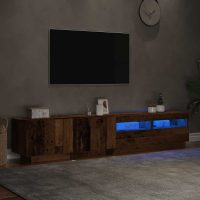 vidaXL TV-bänk med LED-lampor åldrat trä 200x35x40 cm konstruerat trä - Bild 5